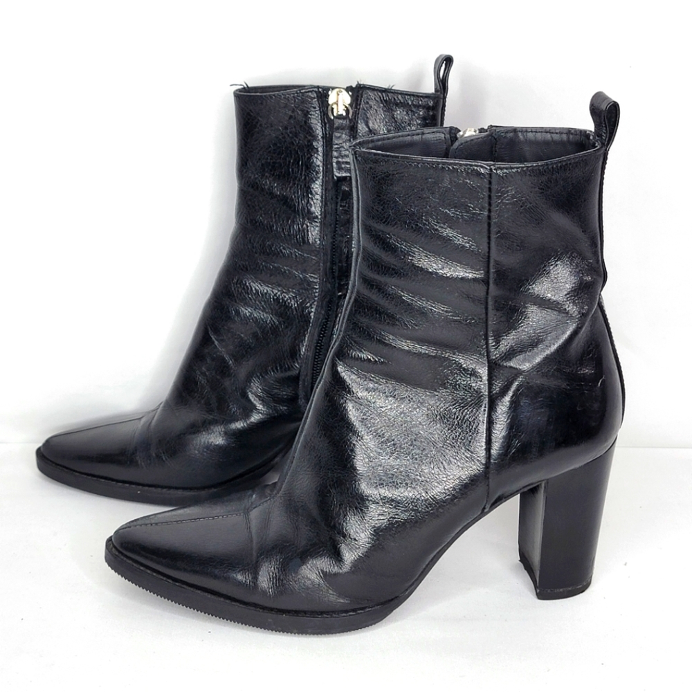 ZARA Black Leather Booties Size 39 (EU); 9 (US) #1291